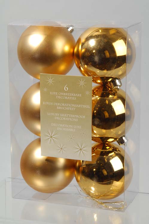 Kaemingk Shatterproof Plain Baubles 80mm Light Gold