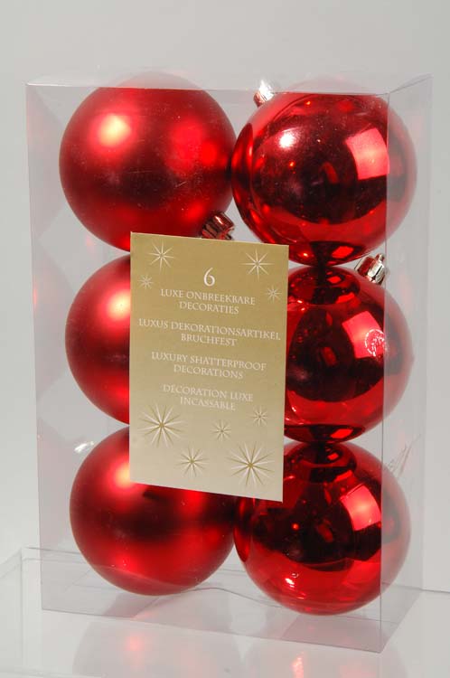 Kaemingk Shatterproof Plain Baubles 80mm Red