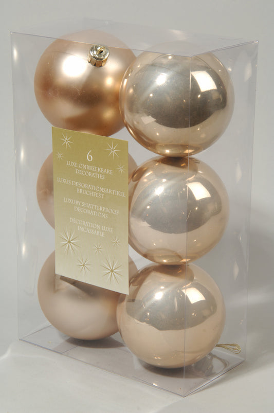 Kaemingk Plain Shatterproof Baubles Pack 6 Pearl