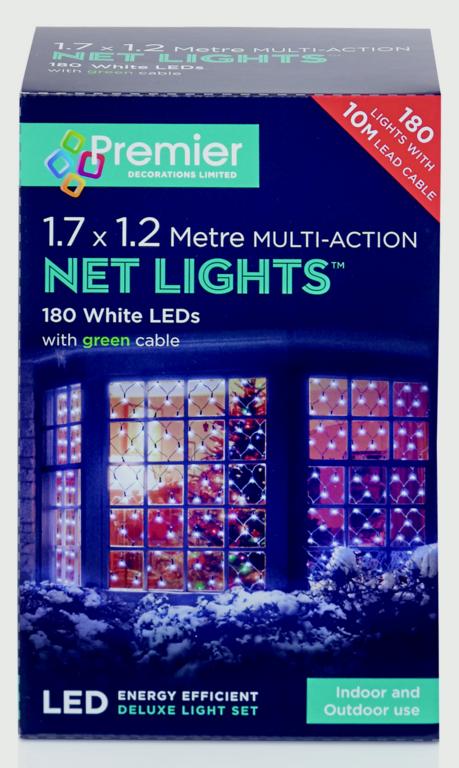 Premier Multi-Action LED Net Lights 180 LED 1.75 x 1.2m Multi