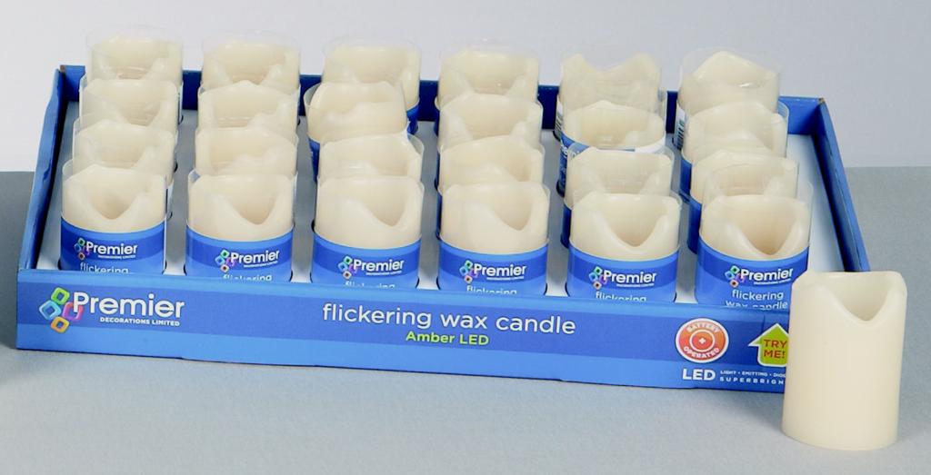 Premier Battery Operated LED Flicker Candle 7cm Cream