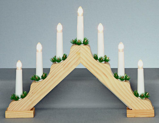 Premier Battery Operated 7 LED Wooden Candlebridge 40cm