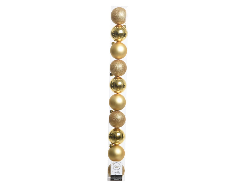 Kaemingk Plain Shatterproof Baubles Pack 10 60mm Light Gold