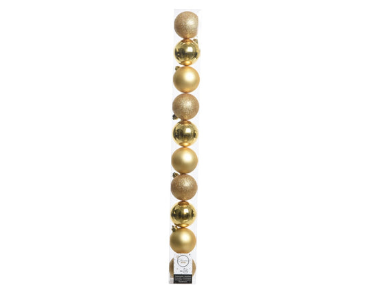 Kaemingk Plain Shatterproof Baubles Pack 10 60mm Light Gold