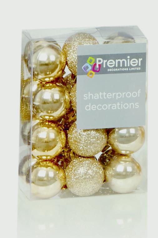 Premier 30mm Multi Finish Balls Pack 24 Champagne Gold