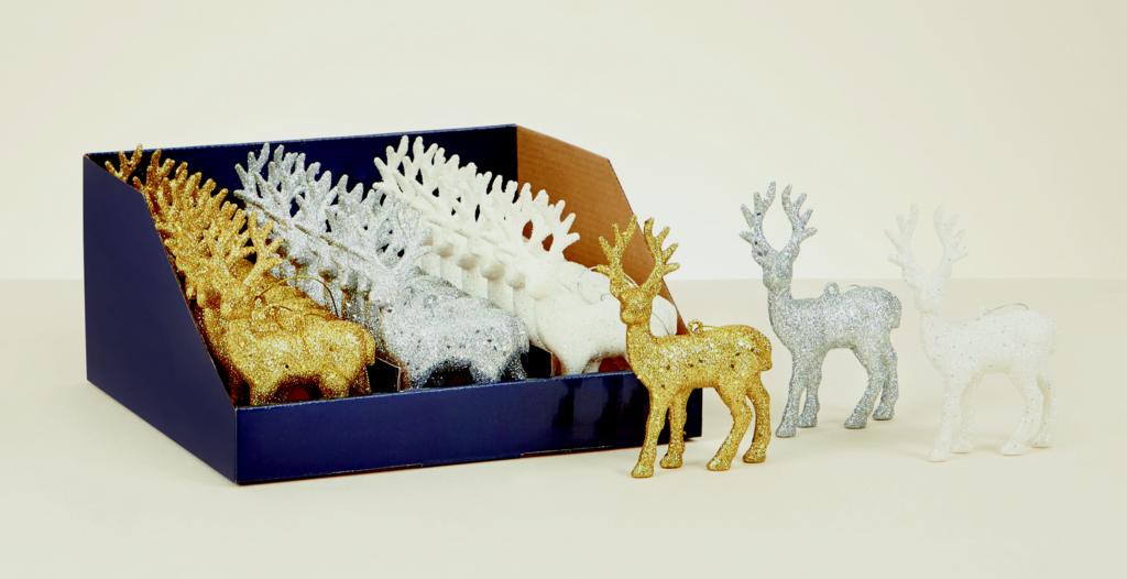 Premier Mini Glitter Deer Gold Silver & White 12cm