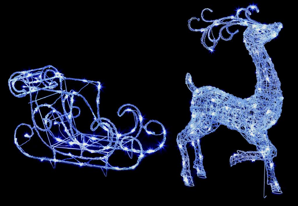 Premier Acrylic Reindeer & Sleigh 140 White LED 1m