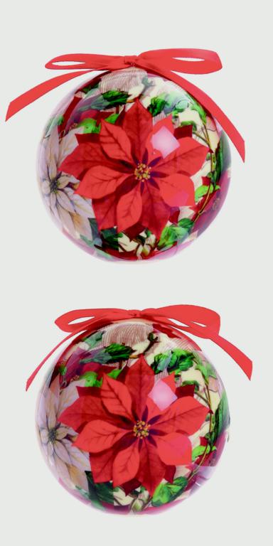 Premier 75mm Decoupage Balls Boxed Poinsettia