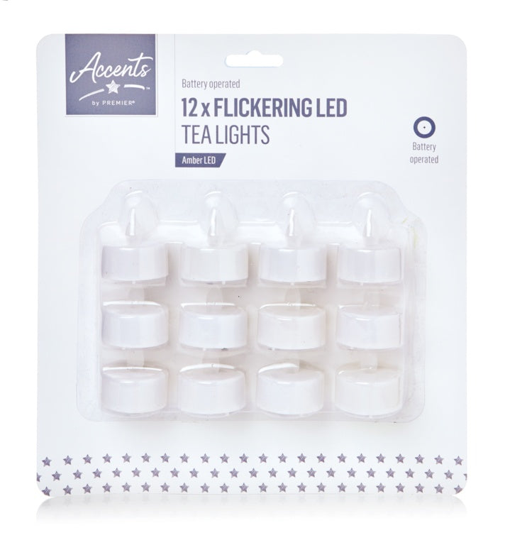 Premier Flickering Tealight Set Of 12