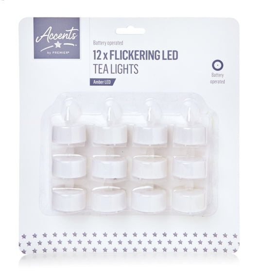 Premier Flickering Tealight Set Of 12