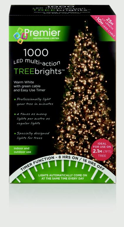 Premier Multi Action Treebrights With Timer 1000 LED Warm White/Green