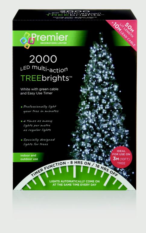 Premier Multi Action Treebrights With Timer 2000 LED White/Green