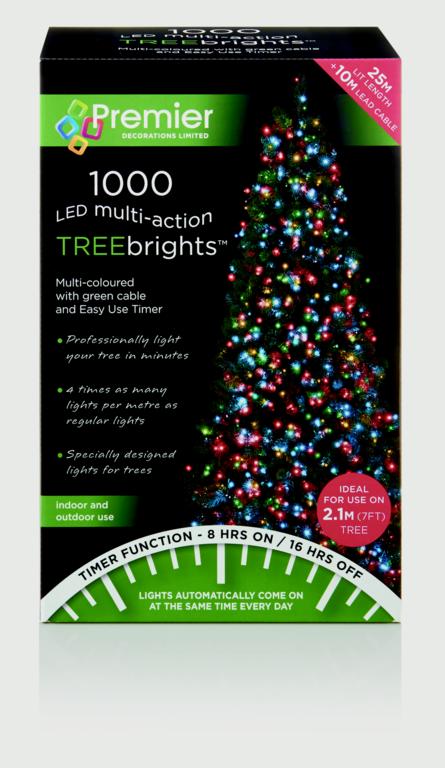 Premier Multi Action Treebrights With Timer 1500 LED White/Green