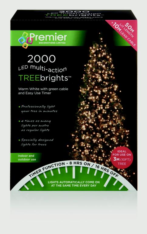 Premier Multi Action Treebrights With Timer 2000 LED Warm White/Green