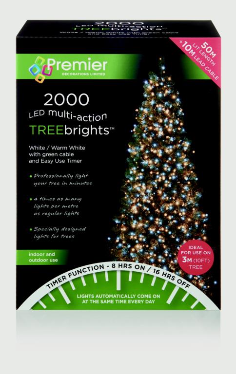 Premier Multi Action Treebrights With Timer 2000 LED White/Warm White