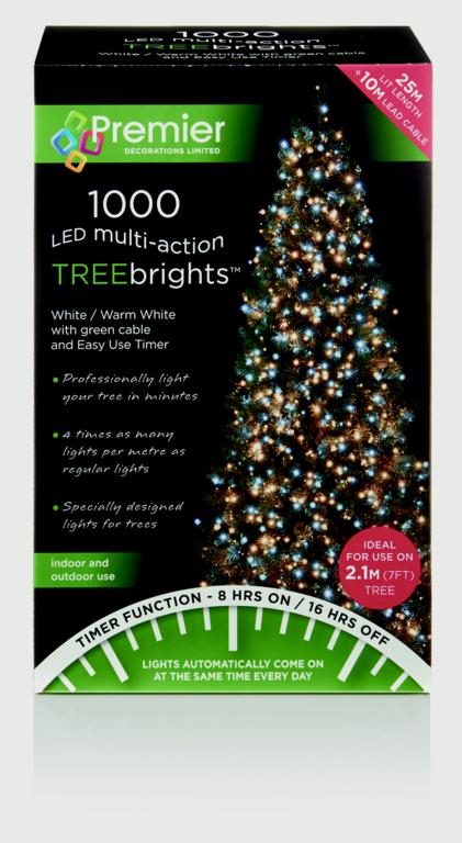 Premier Multi Action Treebrights With Timer 2000 LED White/Warm White