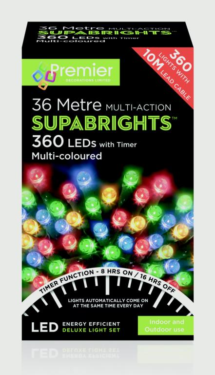 Premier Multi Action Supabrights With Timer 360 LED Multi/Green