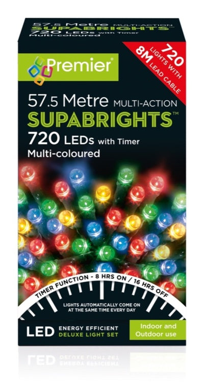 Premier Multi Action Supabrights With Timer 720 LED Multi/Green