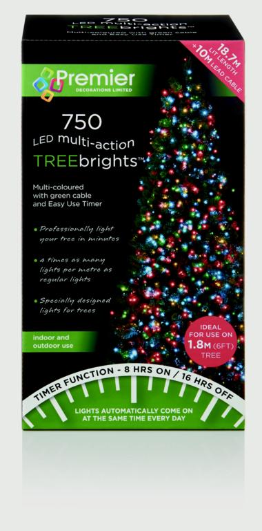 Premier Multi Action Treebrights With Timer 750 LED Multi/Green