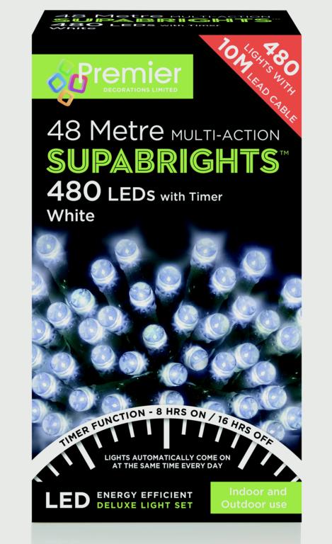 Premier Multi Action Supabrights With Timer 480 LED White/Green