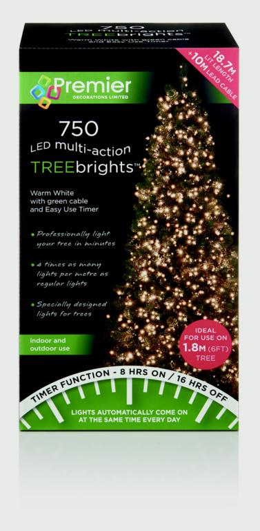 Premier Multi Action Treebrights With Timer 750 LED Warm White/Green