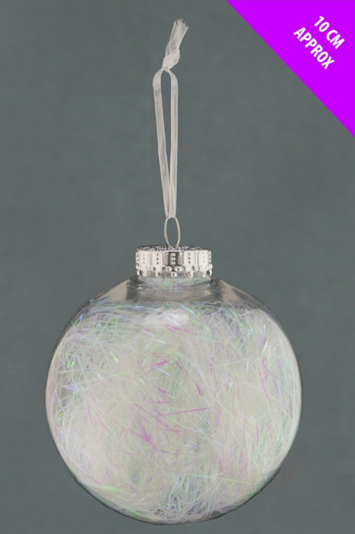 Davies Products Clear Lametta Bauble 10cm Iridescent