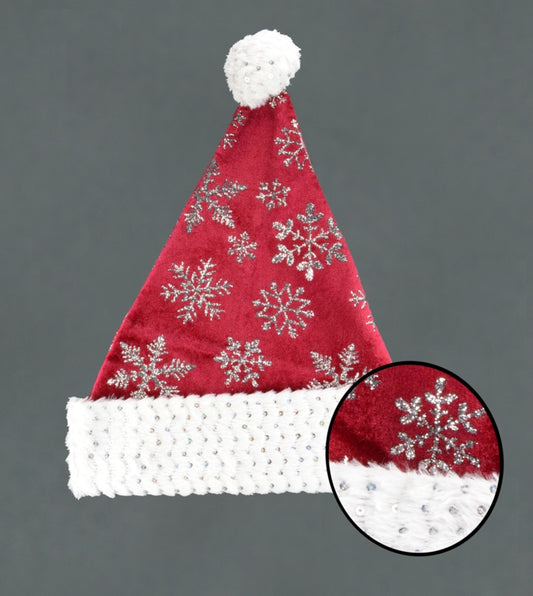 Davies Products Snowflake Velvet Hat Red