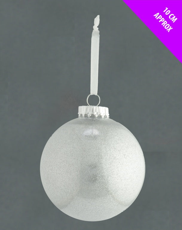 Davies Products Acrylic Glitter Bauble 10cm Silver