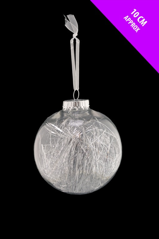 Davies Products Clear Lametta Bauble 10cm Silver