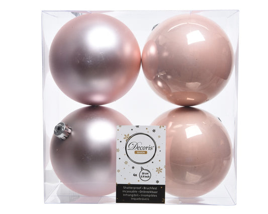 Kaemingk Shatterproof Plain Baubles Pack 4 10cm Blush Pink