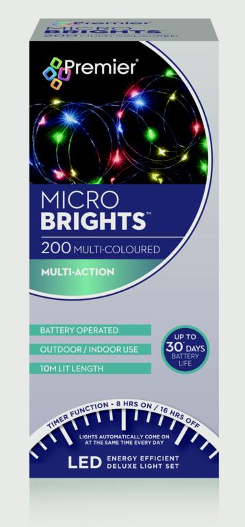 Premier Multi Action Battery Operated Microbrights 200 LED Multi