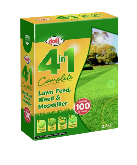 Doff 4 In 1 Complete Lawn Feed, Weed & Moss killer 1.60kg 1kg