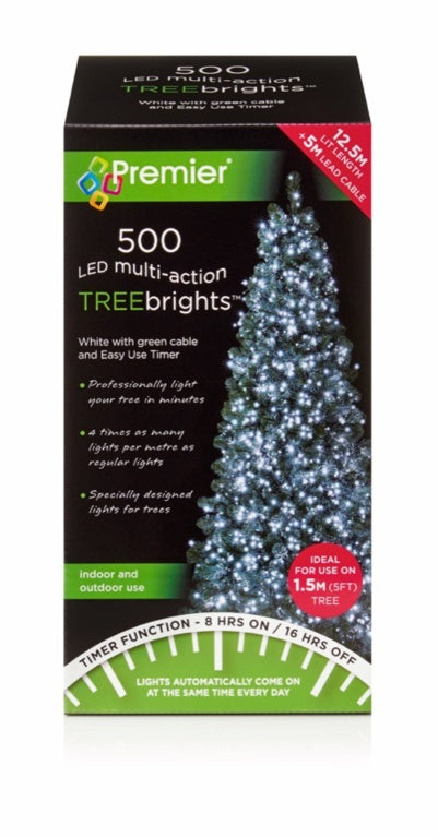 Premier Multi Action Treebrights With Timer 500 LED  White/Green