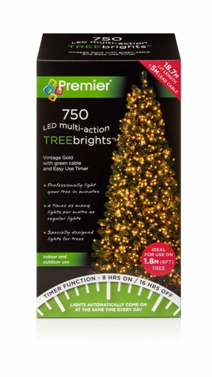 Premier Multi Action Treebrights With Timer 750 LED Vintage Gold/Green