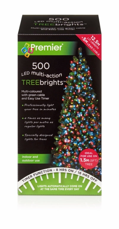 Premier Multi Action Treebrights With Timer 500 LED  Multi/Green