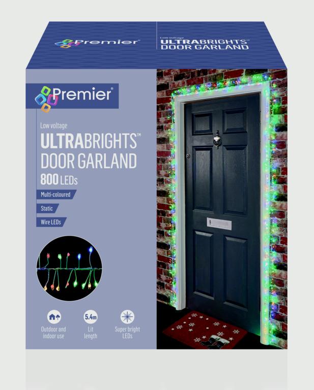 Premier 5.5m Garland Door Light 800 Multi Coloured LEDs