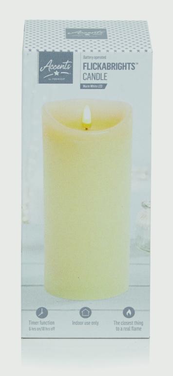 Premier Textured Candle With Timer 23 x 9cm Cream