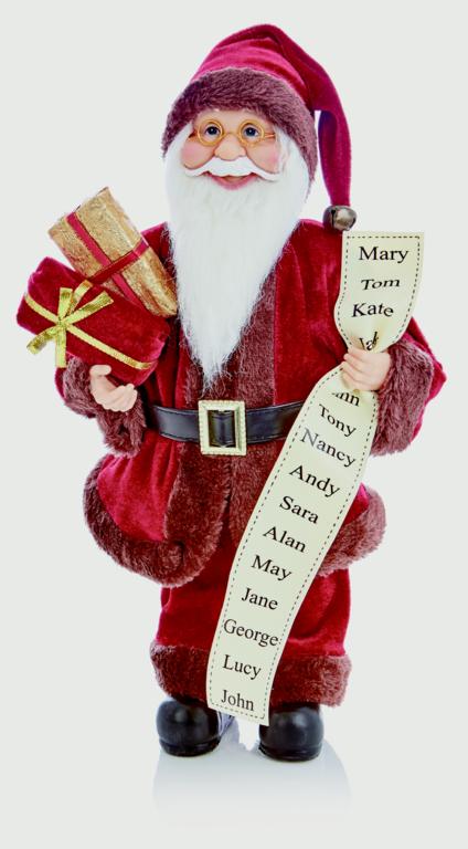 Premier Standing Santa With Glasses 40cm Burgundy