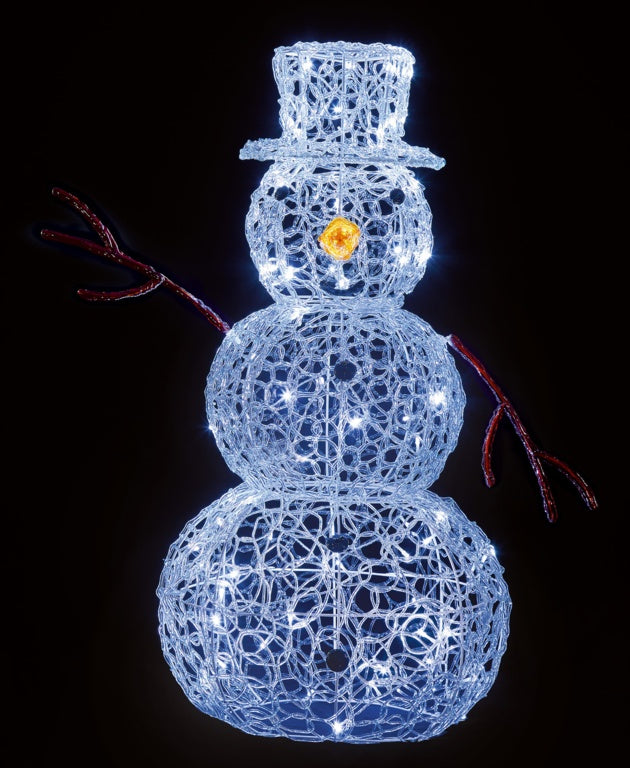 Premier Acrylic Snowman 80 White LEDs 90cm