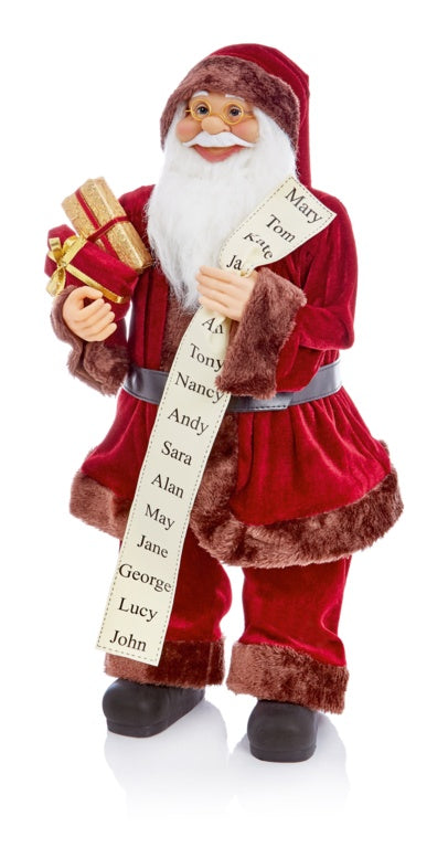 Premier Standing Santa With Glasses 60cm Burgundy