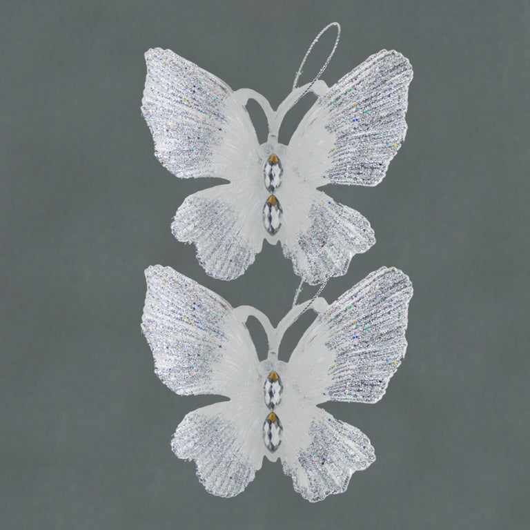 Davies Products 2 Clear Glitter Butterflies 19cm