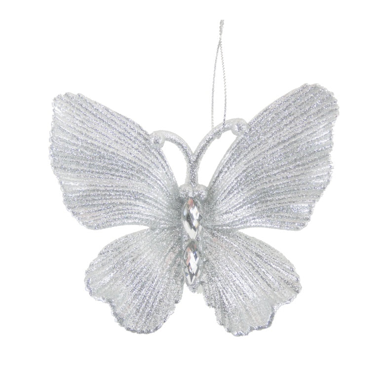 Davies Products Diamante Glitter Butterfly 11cm Silver