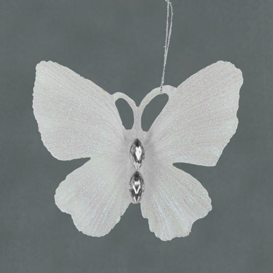 Davies Products Diamante Glitter Butterfly 11cm White Iridescent