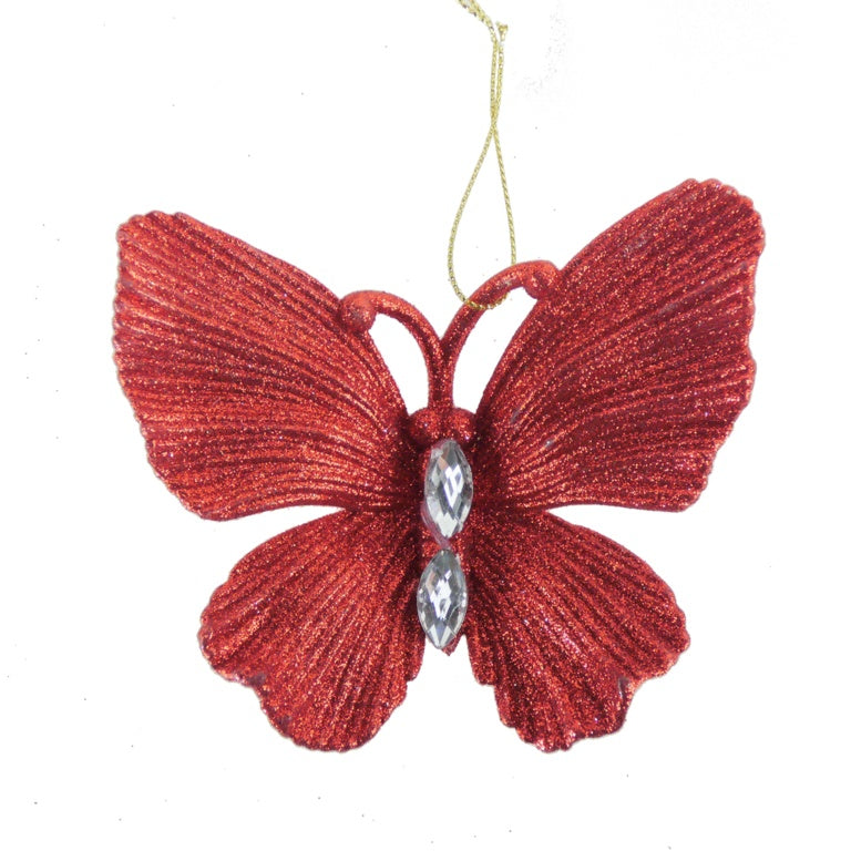 Davies Products Diamante Glitter Butterfly 11cm Red