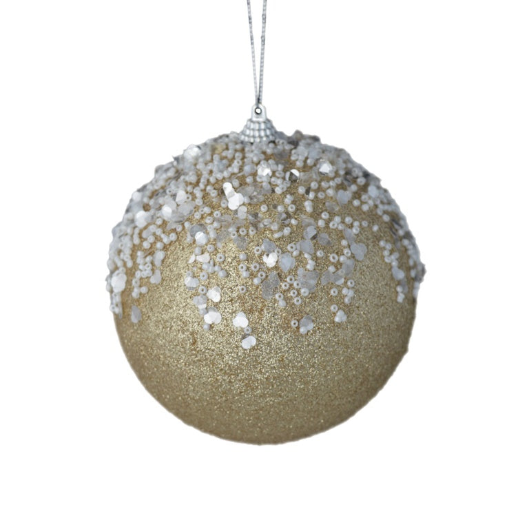 Davies Products 12cm Bead Frost Bauble Champagne