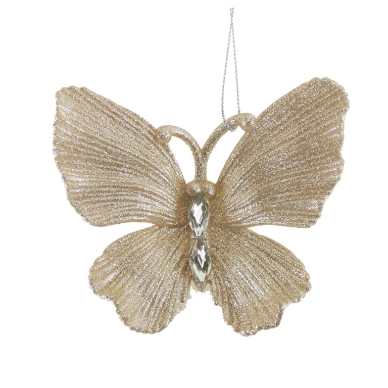 Davies Products Diamante Glitter Butterfly 11cm Champagne