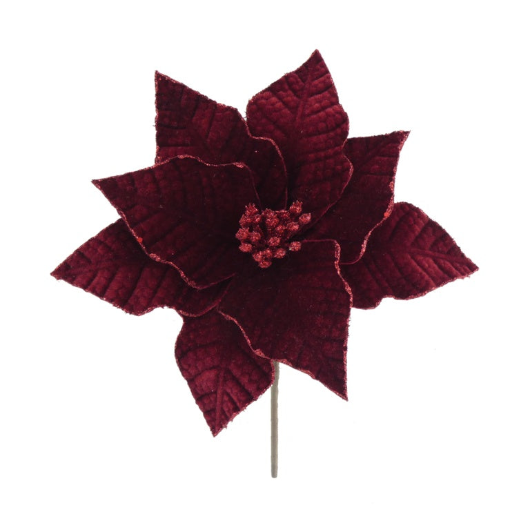 Davies Products Classic Velvet Poinsetta 22cm Wine