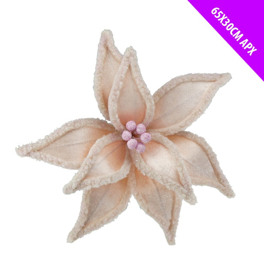 Davies Products Fur Edge Poinsettia Stem Pink