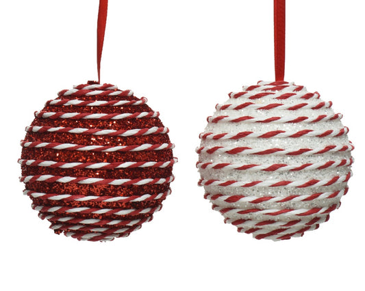 Kaemingk Foam Bauble With Hanger Red White 10cm