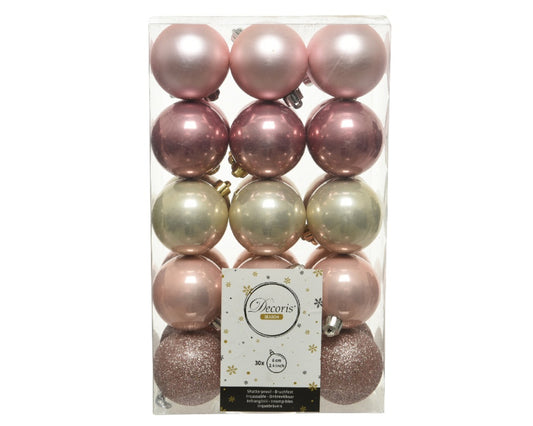 Kaemingk Shatterproof Plain Baubles 6cm Pink Mix